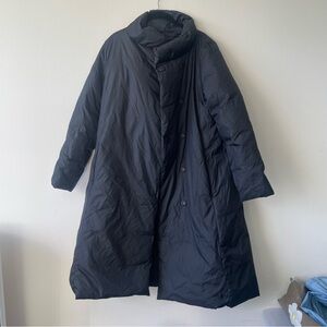 Eileen Fisher Puffer Coat Jacket Long Black Size Medium Winter Down